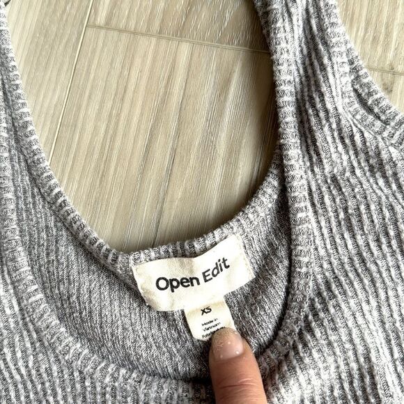 Open Edit Gray Ribbed Crop Top Size XS - Picture 3 of 3